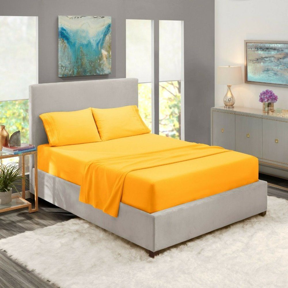 Yellow Egyptian Comfort Bed Sheets 4 Piece! Sale!